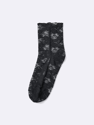 レースクルーソックス 【レディース】 【インナー・下着】【GU公式/ジーユー】 【BLACK】 レースクルーソックス 【レディース】 【インナー・下着】【GU公式/ジーユー】 【BLACK】