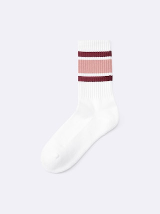 リブパイルクルーソックス(ライン) 【レディース】 【インナー・下着】【GU公式/ジーユー】 【PINK】 リブパイルクルーソックス(ライン) 【レディース】 【インナー・下着】【GU公式/ジーユー】 【PINK】