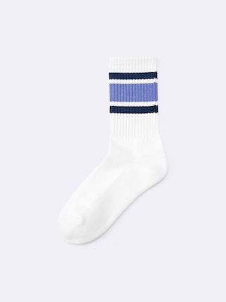 リブパイルクルーソックス(ライン) 【レディース】 【インナー・下着】【GU公式/ジーユー】 【BLUE】 リブパイルクルーソックス(ライン) 【レディース】 【インナー・下着】【GU公式/ジーユー】 【BLUE】