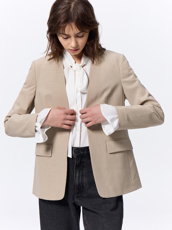 ウォッシャブルノーカラージャケットZ+E