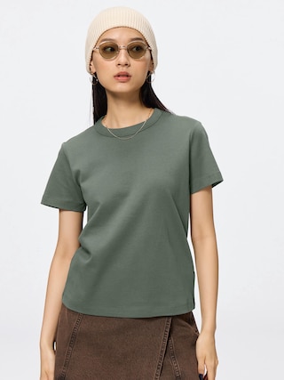 コットンスムースクルーネックT 【レディース】 【Tシャツ・スウェット】【GU公式/ジーユー】 【OLIVE】 コットンスムースクルーネックT 【レディース】 【Tシャツ・スウェット】【GU公式/ジーユー】 【OLIVE】