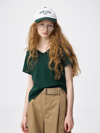 コットンスムースVネックT+EC 【レディース】 【Tシャツ・スウェット】【GU公式/ジーユー】 【DARK GREEN】 コットンスムースVネックT+EC 【レディース】 【Tシャツ・スウェット】【GU公式/ジーユー】 【DARK GREEN】