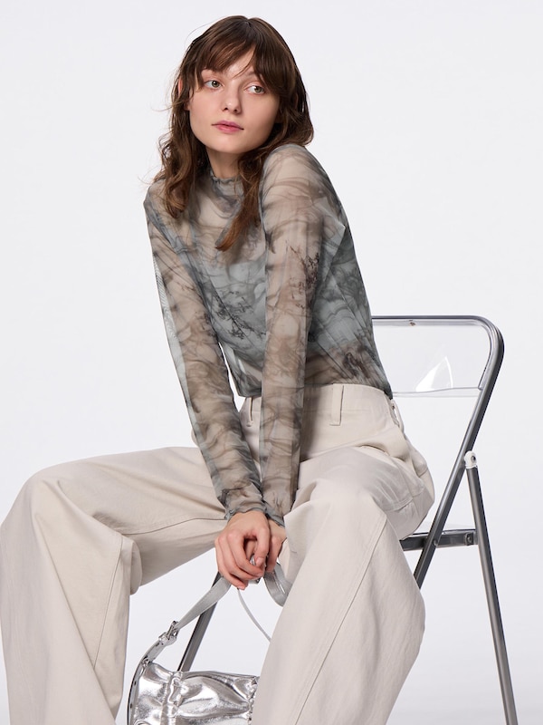 シアープリントボトルネックT(長袖)+E