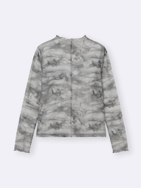 シアープリントボトルネックT(長袖)+E