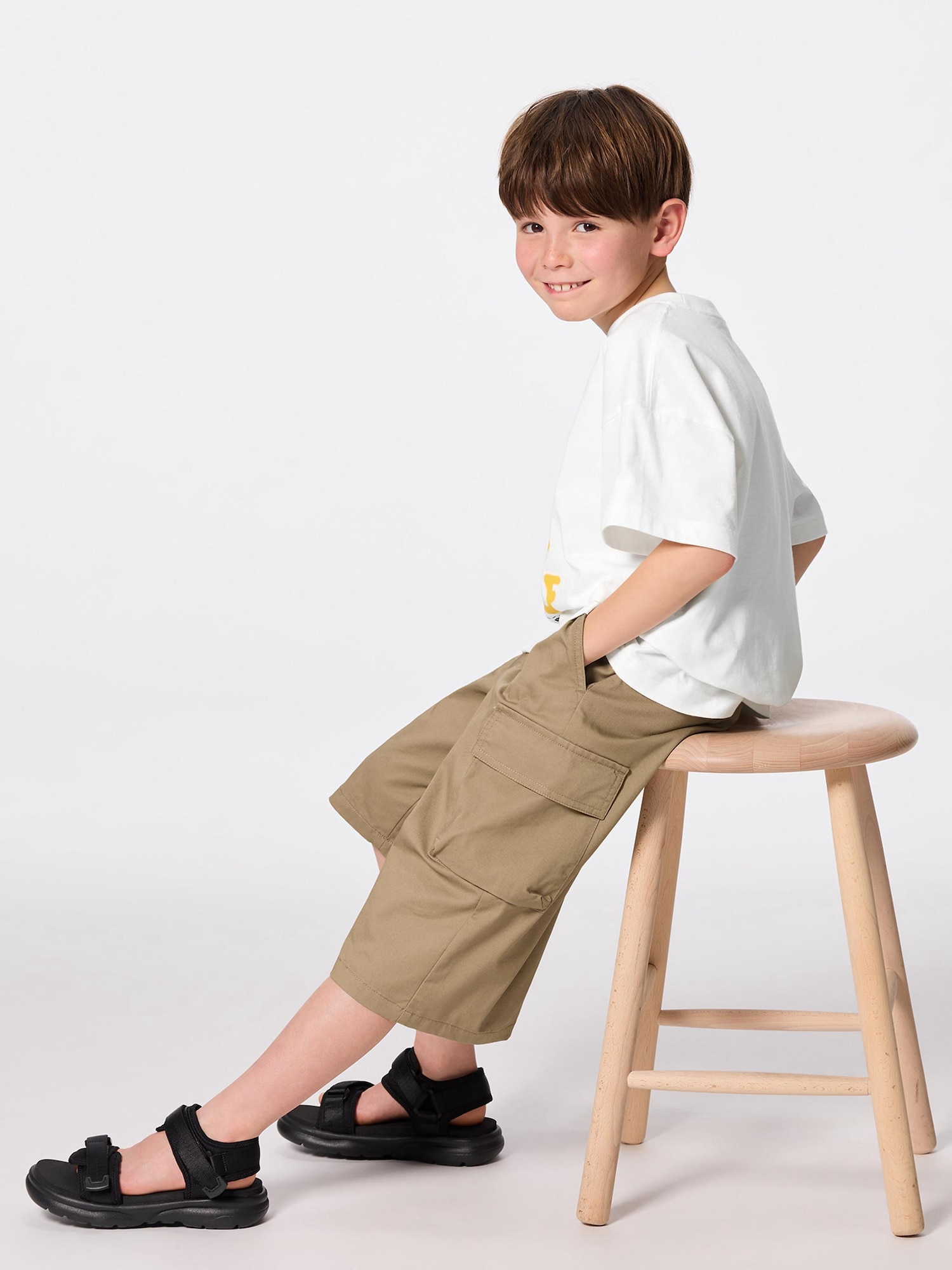 GU公式 | KIDS(男女兼用)ドライワイドカーゴクロップドパンツ+E