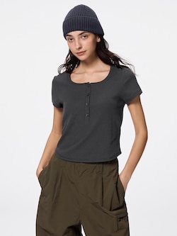 ワッフルヘンリーネックT+E