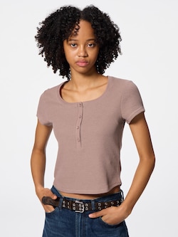 ワッフルヘンリーネックT+E