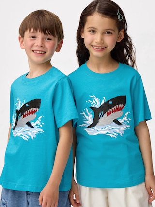 KIDS(男女兼用)スパンコールT(シャーク)+E 【KIDS・TEEN】 【キッズ Tシャツ・スウェット・ニット】【GU公式/ジーユー】 【BLUE】 KIDS(男女兼用)スパンコールT(シャーク)+E 【KIDS・TEEN】 【キッズ Tシャツ・スウェット・ニット】【GU公式/ジーユー】 【BLUE】