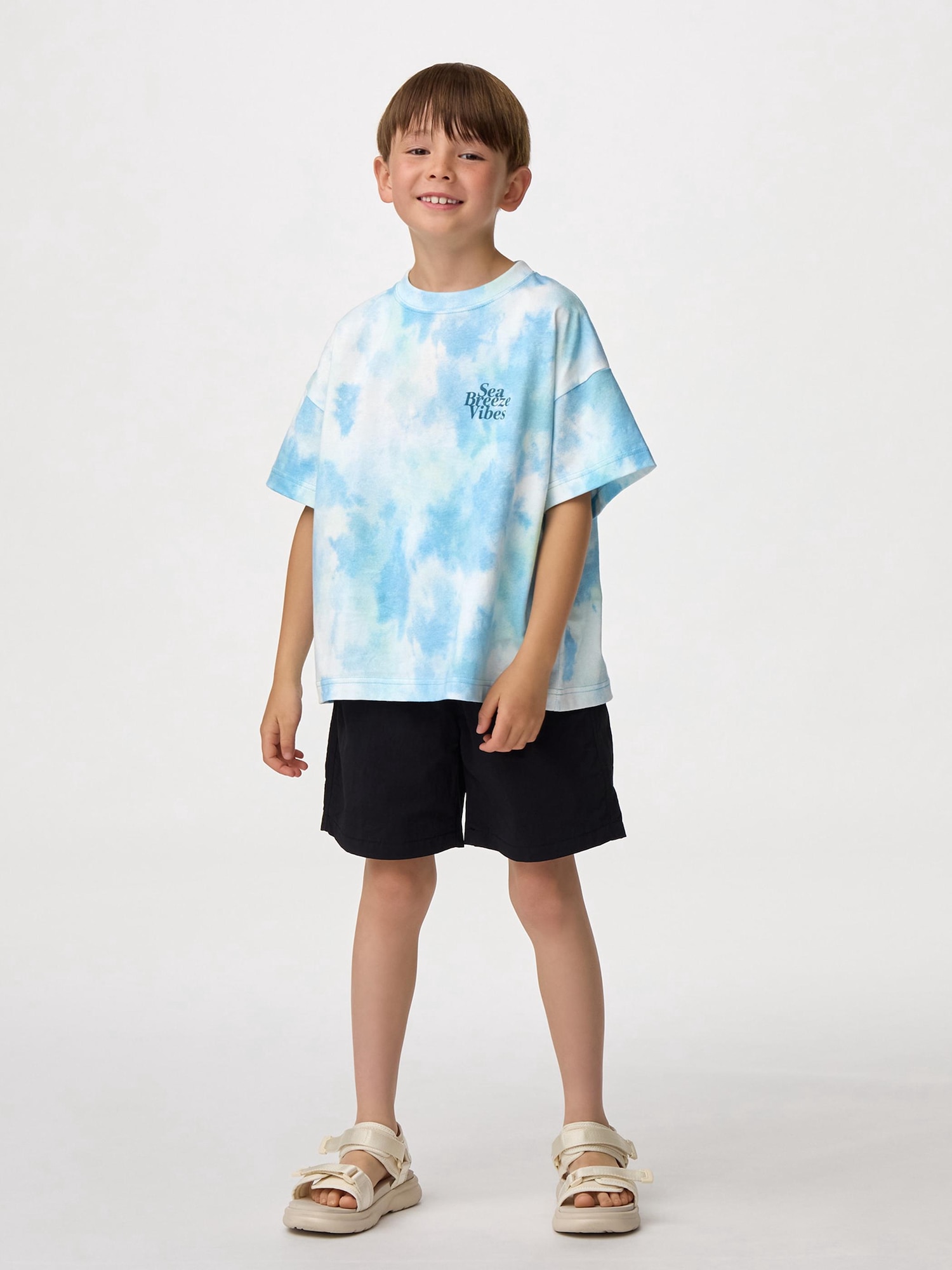 GU公式 | KIDS(男女兼用)オーバーサイズグラフィックT(タイダイ)