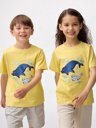 KIDS(男女兼用)スパンコールT(アザラシ)+E 【KIDS・TEEN】 【キッズ Tシャツ・スウェット・ニット】【GU公式/ジーユー】 【YELLOW】 KIDS(男女兼用)スパンコールT(アザラシ)+E 【KIDS・TEEN】 【キッズ Tシャツ・スウェット・ニット】【GU公式/ジーユー】 【YELLOW】