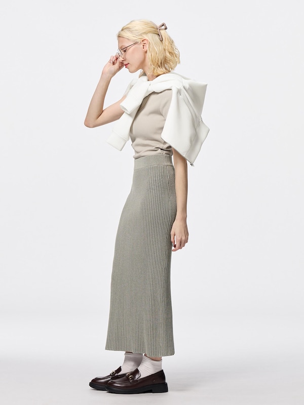 リブニットナロースカート
