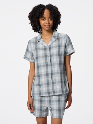 チェックパジャマ(半袖&ショートパンツ)+E 【レディース】 【ルームウェア・パジャマ】【GU公式/ジーユー】 【GRAY】 チェックパジャマ(半袖&ショートパンツ)+E 【レディース】 【ルームウェア・パジャマ】【GU公式/ジーユー】 【GRAY】