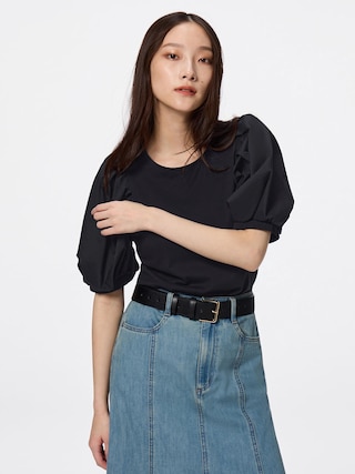 ボリュームスリーブT Z 【レディース】 【Tシャツ・スウェット】【GU公式/ジーユー】 【BLACK】 ボリュームスリーブT Z 【レディース】 【Tシャツ・スウェット】【GU公式/ジーユー】 【BLACK】
