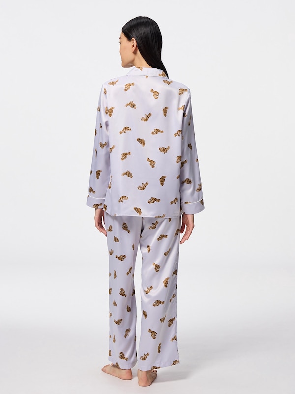 サテンパジャマ(長袖&ロングパンツ)(キャット)