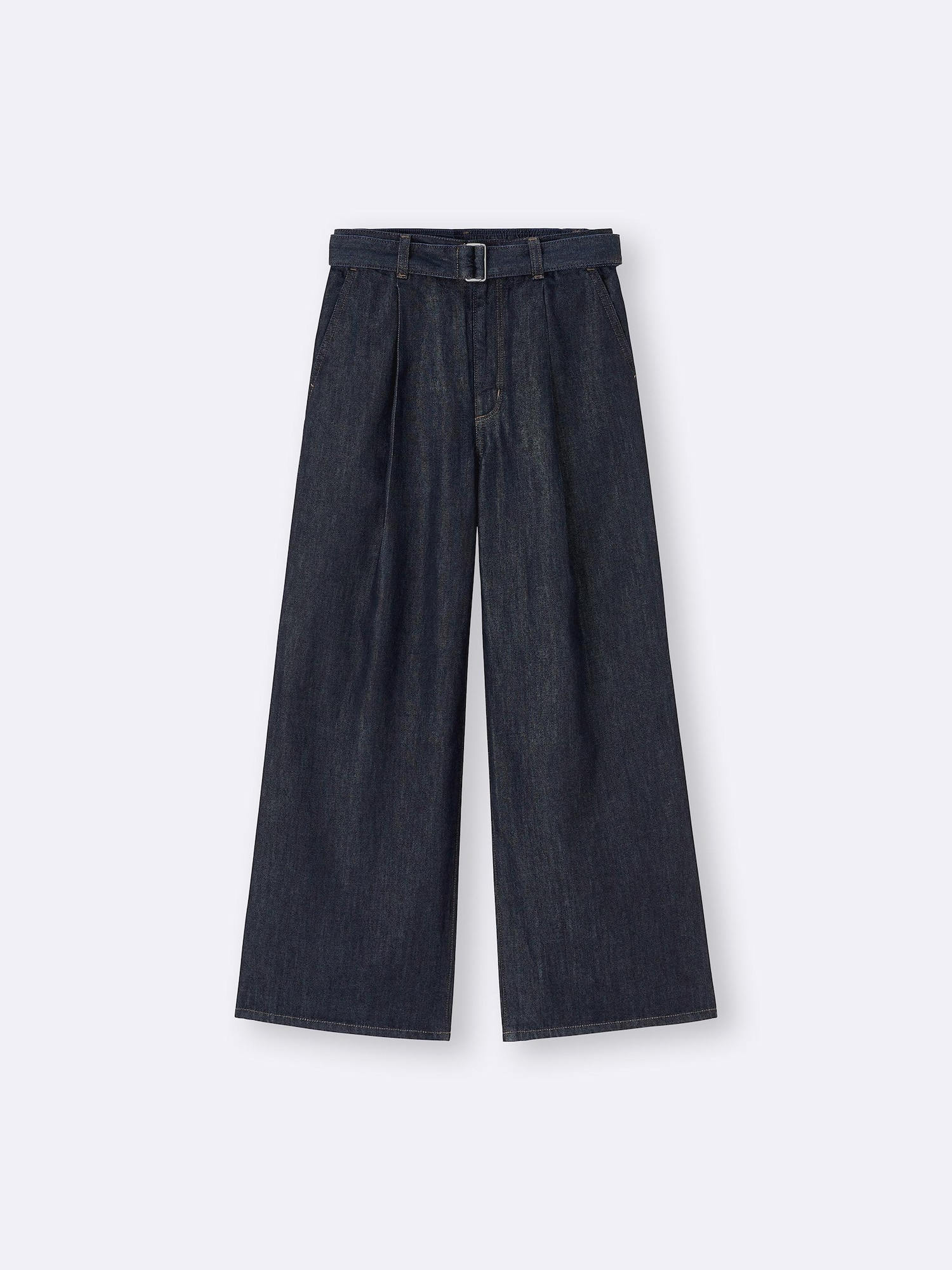 GU公式 | ライトデニムベルテッドワイドパンツ(丈標準70.0～74.0cm)
