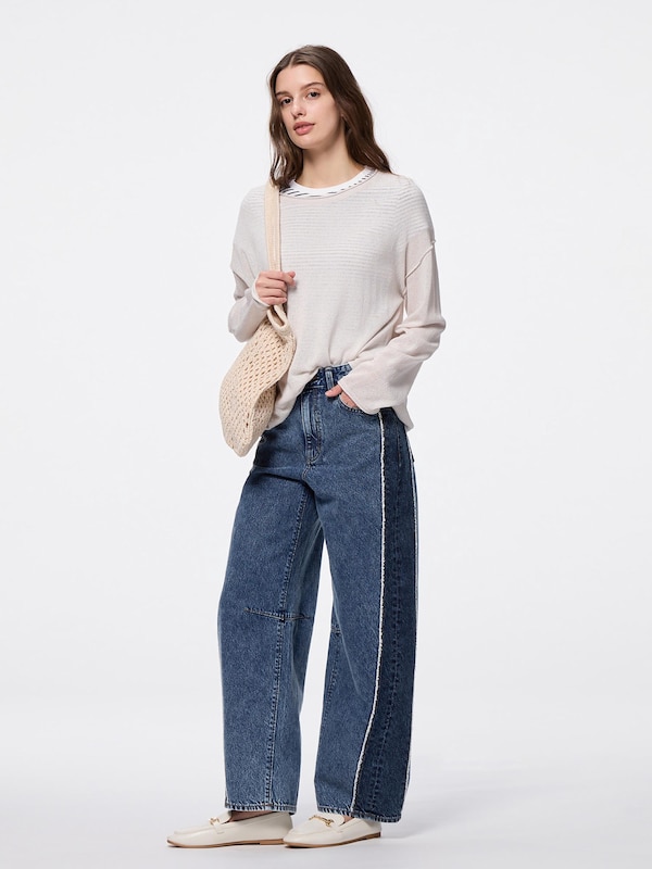 2トーンバレルレッグジーンズ(丈標準71.0～75.0cm)