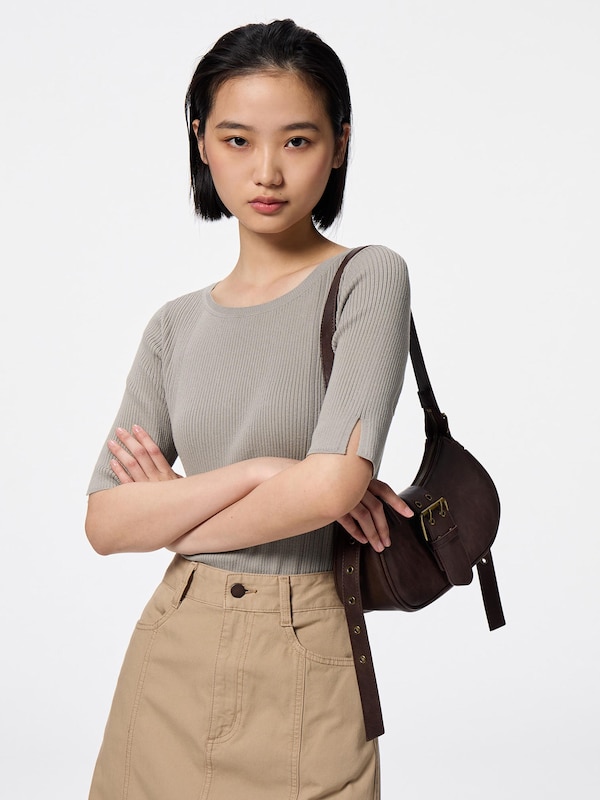 リブボートネックセーター(5分袖)Z