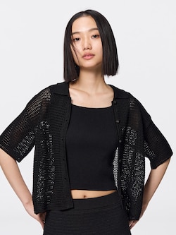 透かし編みニットシャツ(半袖)