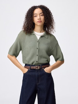 透かし編みニットシャツ(半袖)