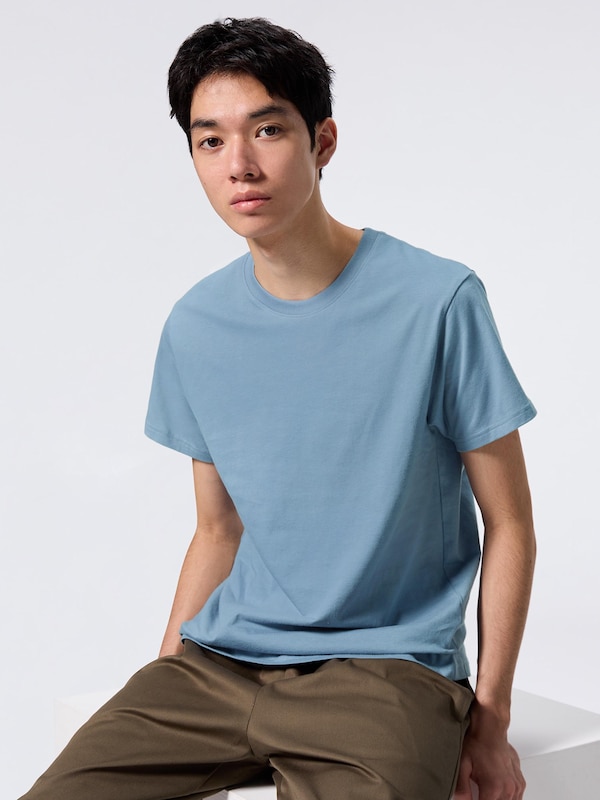 コットンカラークルーネックT