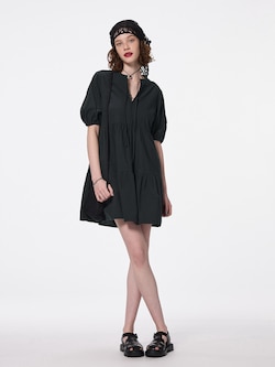 コットンティアードミニワンピース(5分袖)