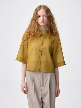 シアーシャツ(5分袖)Q 【レディース】 【シャツ・ブラウス】【GU公式/ジーユー】 【YELLOW】 シアーシャツ(5分袖)Q 【レディース】 【シャツ・ブラウス】【GU公式/ジーユー】 【YELLOW】