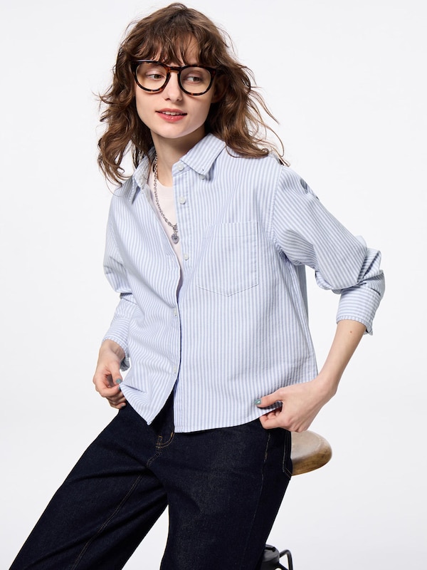 オックスフォードストライプショートシャツ