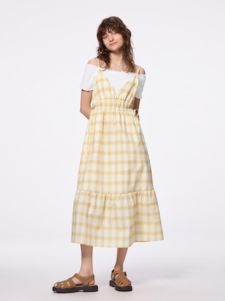 チェックキャミソールワンピース(丈標準117.0~126.0cm) 【レディース】 【ワンピース・サロペット】【GU公式/ジーユー】 【YELLOW】 チェックキャミソールワンピース(丈標準117.0~126.0cm) 【レディース】 【ワンピース・サロペット】【GU公式/ジーユー】 【YELLOW】