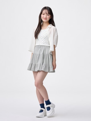 GIRLSティアードミニスカートJR 【KIDS・TEEN】 【TEEN(ティーン)】【GU公式/ジーユー】 【GRAY】 GIRLSティアードミニスカートJR 【KIDS・TEEN】 【TEEN(ティーン)】【GU公式/ジーユー】 【GRAY】