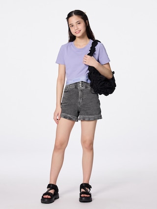 GIRLSストレッチデニムショートパンツJR+E 【KIDS・TEEN】 【TEEN(ティーン)】【GU公式/ジーユー】 【DARK GRAY】 GIRLSストレッチデニムショートパンツJR+E 【KIDS・TEEN】 【TEEN(ティーン)】【GU公式/ジーユー】 【DARK GRAY】