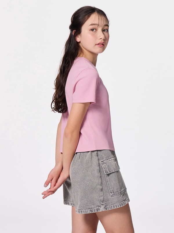 GIRLSリブクロップドロゴT JR