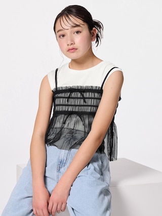 GIRLS2ピースチュールキャミソールセットT JR 【KIDS・TEEN】 【TEEN(ティーン)】【GU公式/ジーユー】 【BLACK】 GIRLS2ピースチュールキャミソールセットT JR 【KIDS・TEEN】 【TEEN(ティーン)】【GU公式/ジーユー】 【BLACK】