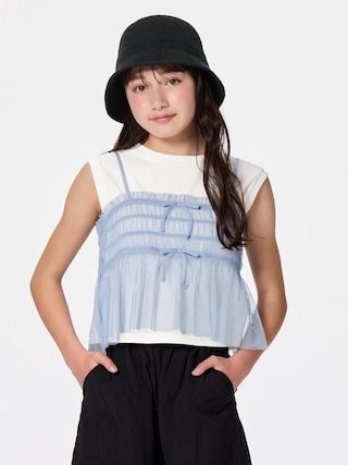 GIRLS2ピースチュールキャミソールセットT JR 【KIDS・TEEN】 【TEEN(ティーン)】【GU公式/ジーユー】 【BLUE】 GIRLS2ピースチュールキャミソールセットT JR 【KIDS・TEEN】 【TEEN(ティーン)】【GU公式/ジーユー】 【BLUE】