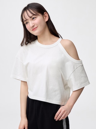 GIRLSクロップドワンショルダーT JR 【KIDS・TEEN】 【TEEN(ティーン)】【GU公式/ジーユー】 【OFF WHITE】 GIRLSクロップドワンショルダーT JR 【KIDS・TEEN】 【TEEN(ティーン)】【GU公式/ジーユー】 【OFF WHITE】