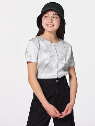 GIRLSクロップドタイダイグラフィックT JR 【KIDS・TEEN】 【TEEN(ティーン)】【GU公式/ジーユー】 【DARK GRAY】 GIRLSクロップドタイダイグラフィックT JR 【KIDS・TEEN】 【TEEN(ティーン)】【GU公式/ジーユー】 【DARK GRAY】