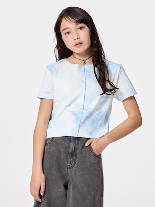GIRLSクロップドタイダイグラフィックT JR 【KIDS・TEEN】 【キッズ Tシャツ・スウェット・ニット】【GU公式/ジーユー】 【BLUE】 GIRLSクロップドタイダイグラフィックT JR 【KIDS・TEEN】 【キッズ Tシャツ・スウェット・ニット】【GU公式/ジーユー】 【BLUE】