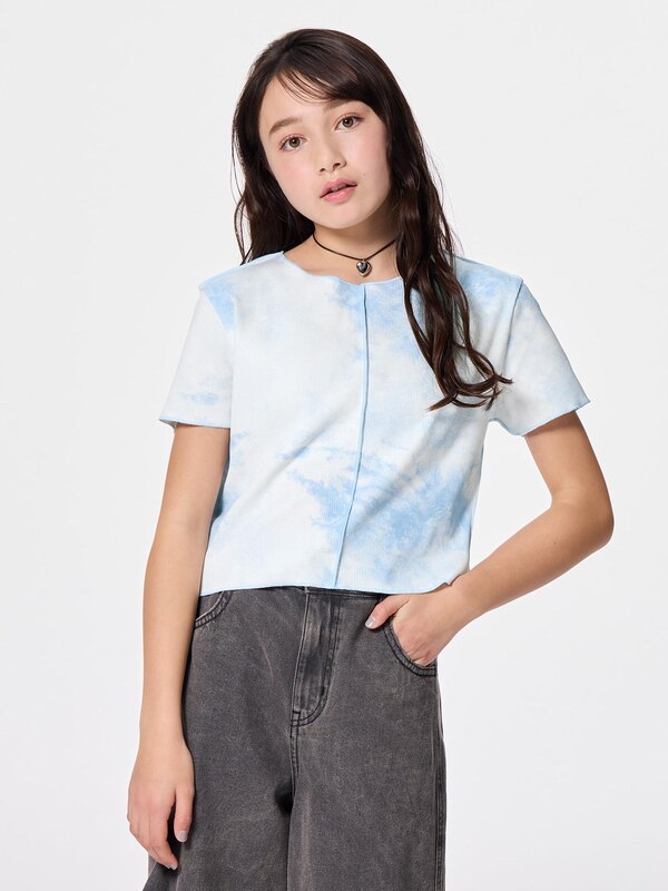 GIRLSクロップドタイダイグラフィックT JR