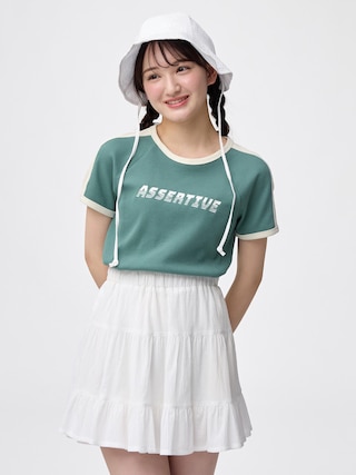 GIRLSリブクロップドラインT JR 【KIDS・TEEN】 【TEEN(ティーン)】【GU公式/ジーユー】 【GREEN】 GIRLSリブクロップドラインT JR 【KIDS・TEEN】 【TEEN(ティーン)】【GU公式/ジーユー】 【GREEN】