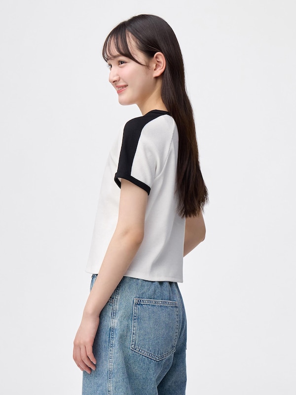 GIRLSリブクロップドラインT JR