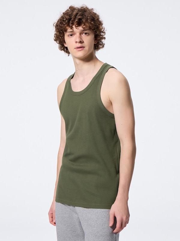 コットンカラーリブタンクトップ