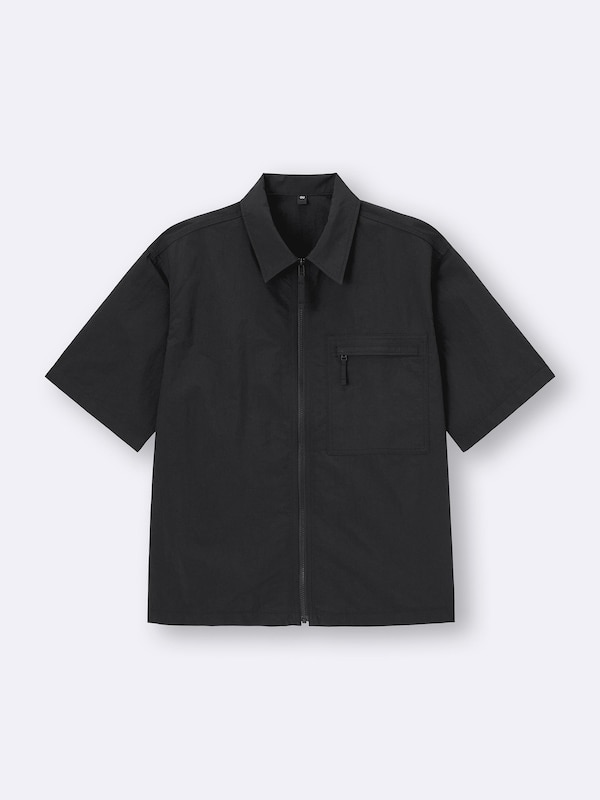 ナイロンジップアップシャツ(5分袖)