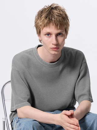 ウォッシュドワッフルボクシーT(5分袖)(オーバーサイズ) 【メンズ】 【Tシャツ・スウェット】【GU公式/ジーユー】 【GRAY】 ウォッシュドワッフルボクシーT(5分袖)(オーバーサイズ) 【メンズ】 【Tシャツ・スウェット】【GU公式/ジーユー】 【GRAY】