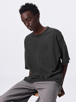 ウォッシュドワッフルボクシーT(5分袖)
