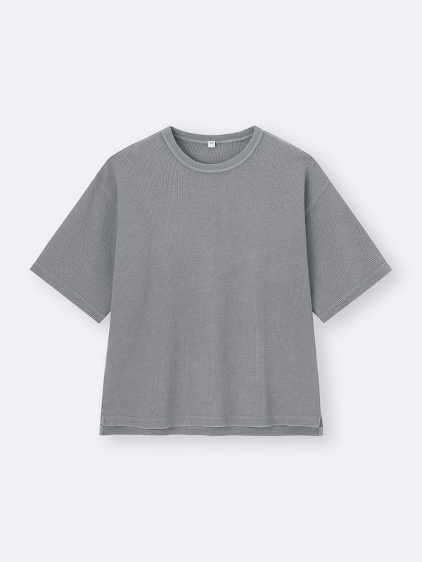 ウォッシュドワッフルボクシーT(5分袖)(オーバーサイズ)