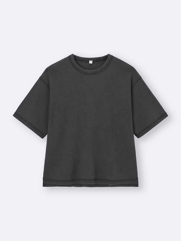 ウォッシュドワッフルボクシーT(5分袖)(オーバーサイズ)
