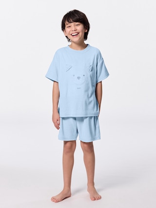 KIDS(男女兼用)パイルラウンジセット(半袖&ショートパンツ)(アニマル)+E 【KIDS・TEEN】 【キッズ ルームウェア】【GU公式/ジーユー】 【BLUE】 KIDS(男女兼用)パイルラウンジセット(半袖&ショートパンツ)(アニマル)+E 【KIDS・TEEN】 【キッズ ルームウェア】【GU公式/ジーユー】 【BLUE】