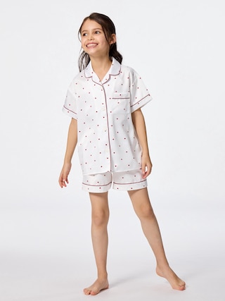 GIRLSサテンパジャマ(半袖&ショートパンツ)(ハート) 【KIDS・TEEN】 【キッズ ルームウェア】【GU公式/ジーユー】 【OFF WHITE】 GIRLSサテンパジャマ(半袖&ショートパンツ)(ハート) 【KIDS・TEEN】 【キッズ ルームウェア】【GU公式/ジーユー】 【OFF WHITE】