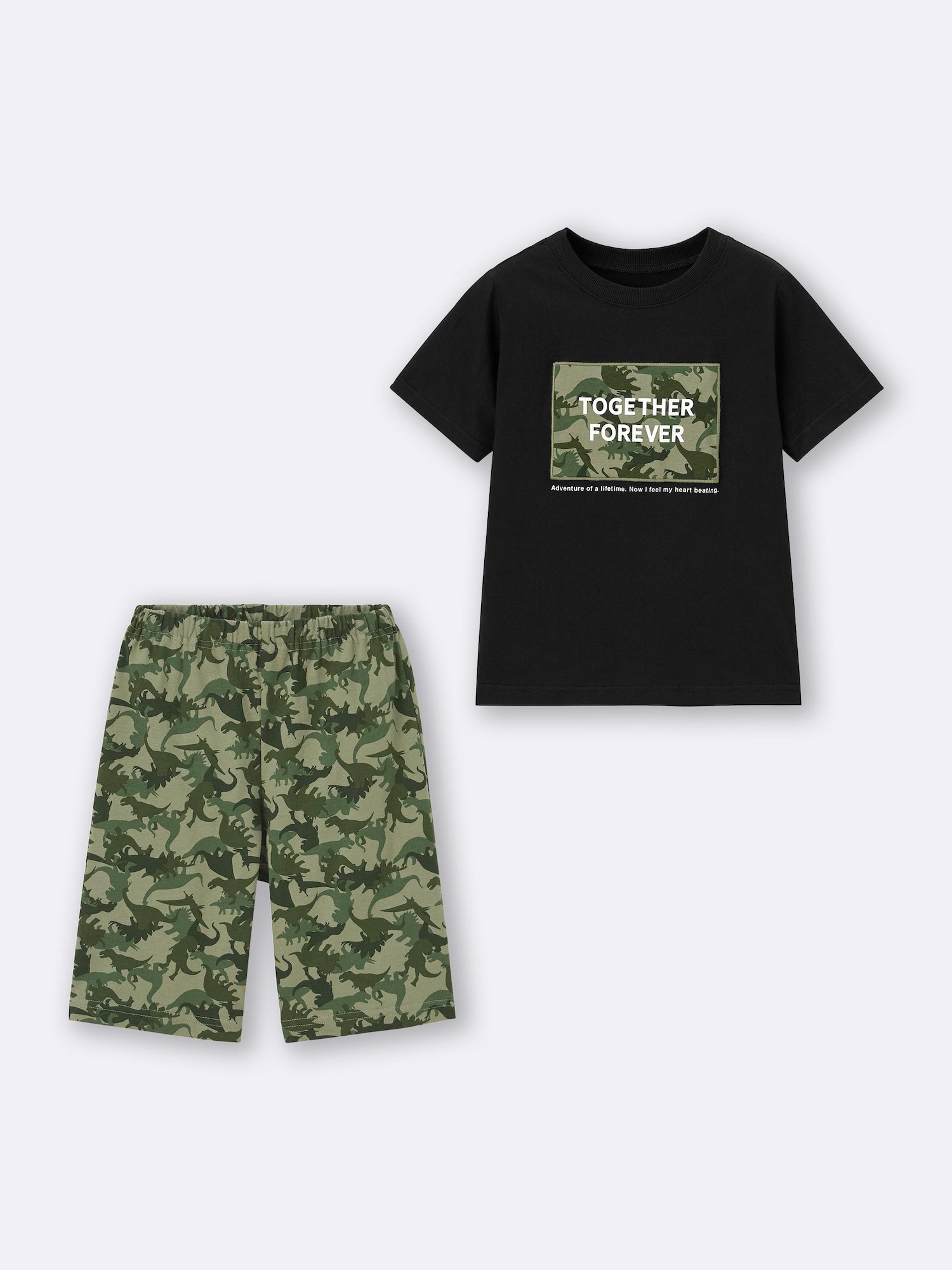 nanna樣 2つのセット GU公式 | KIDS(男女兼用)コットンラウンジセット(半袖&ショートパンツ