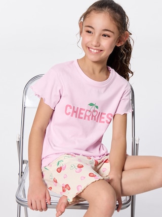 GIRLSコットンラウンジセット(半袖&ショートパンツ)(チェリー) 【KIDS・TEEN】 【キッズ ルームウェア】【GU公式/ジーユー】 【PINK】 GIRLSコットンラウンジセット(半袖&ショートパンツ)(チェリー) 【KIDS・TEEN】 【キッズ ルームウェア】【GU公式/ジーユー】 【PINK】