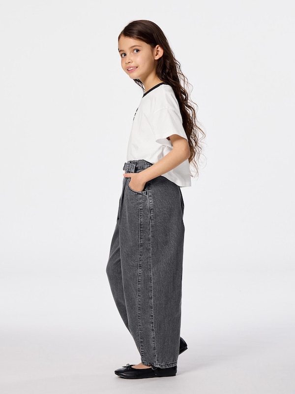 GIRLSライトデニムバレルレッグジーンズ